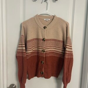 Madewell Cream and Brown Cardigan Sweater
